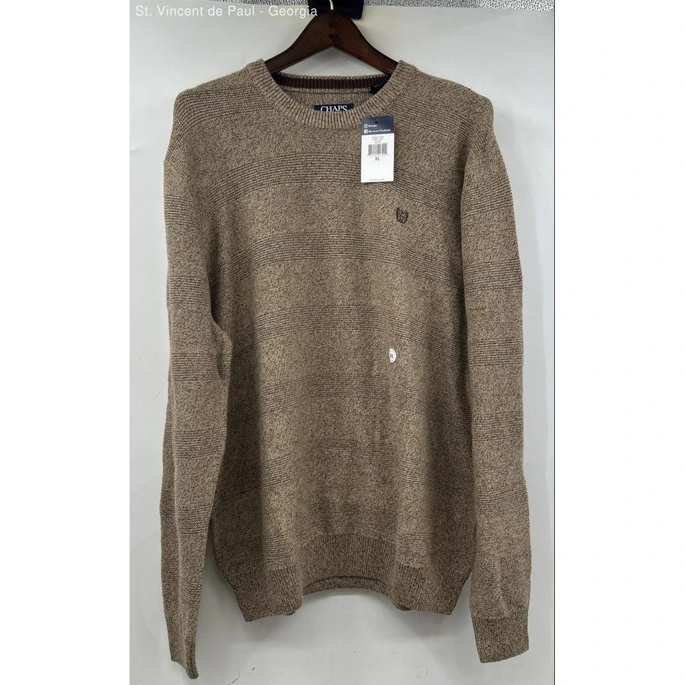 Chaps Tight Knit Sweater Men's Size XL Brown NWT Preppy Casual